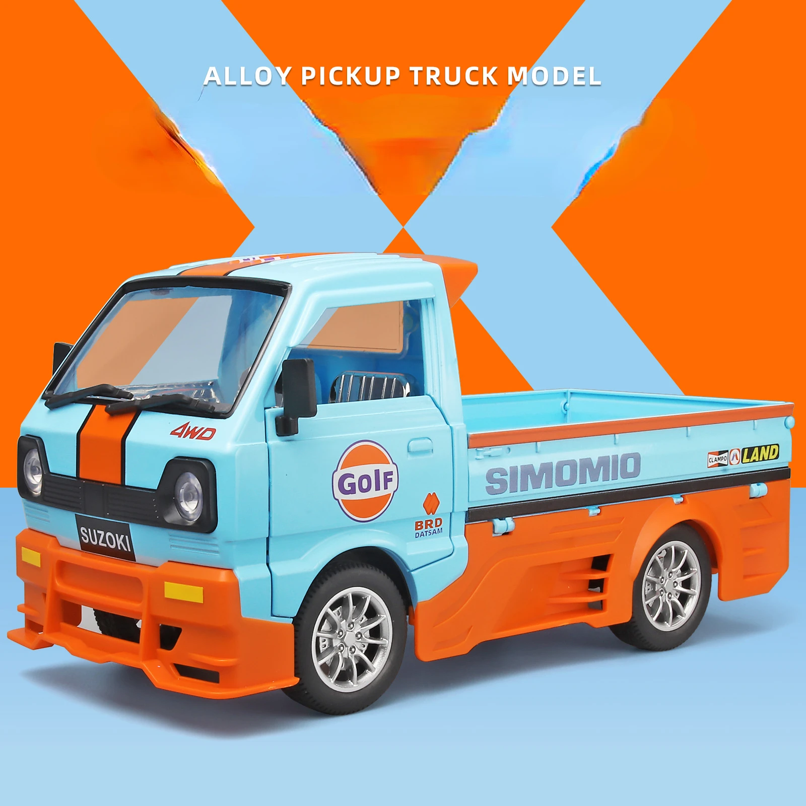 1:24 SUZOKI Gulf Truck Alloy Car Diecasts & Toy Vehicles Car Model Sound and light Pull back Car Toys For Kids Gifts C383