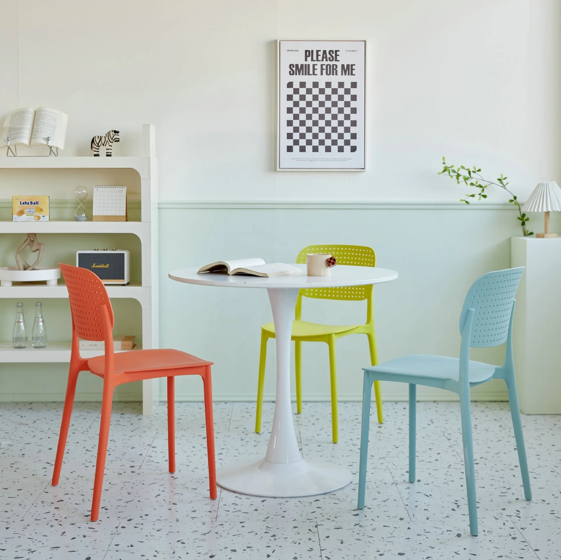 #Modern Plastic Stackable Dining Chair with Negotiation Backrest for Home Furniture Office Study Room
