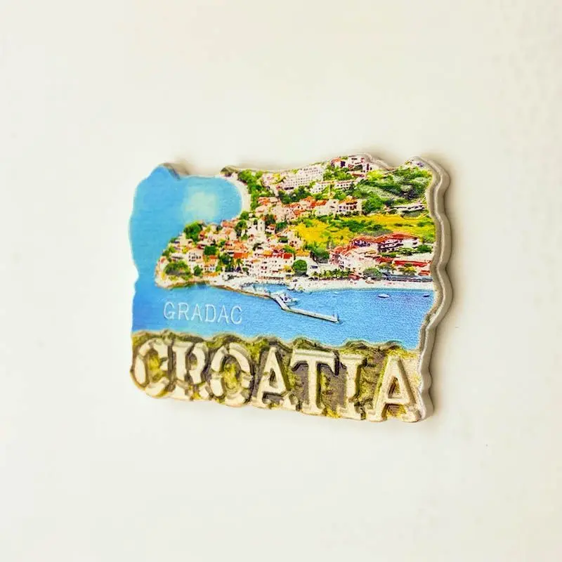 Croatia Travel Souvenirs Ancient City Blue Sea Scenery Decorations Personalized Gifts Resin Magnets