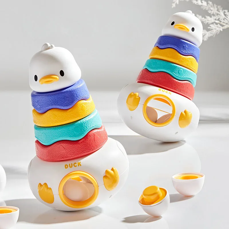 Kinder Montessori Niedlichen Puzzle Tumbler Frühe Bildung Passenden Ente Lagerung Stapeln Interaktives Spielzeug