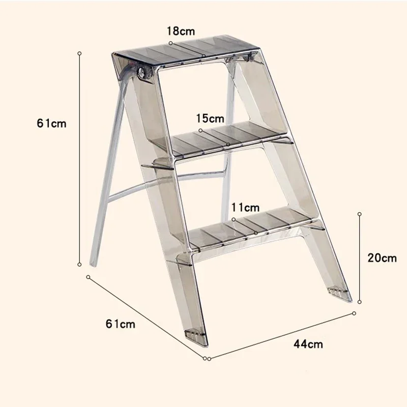Escaleras plegables simples y compactas, plataformas de plástico portátiles, escalones multifunción, pasamanos, muebles ligeros para el hogar
