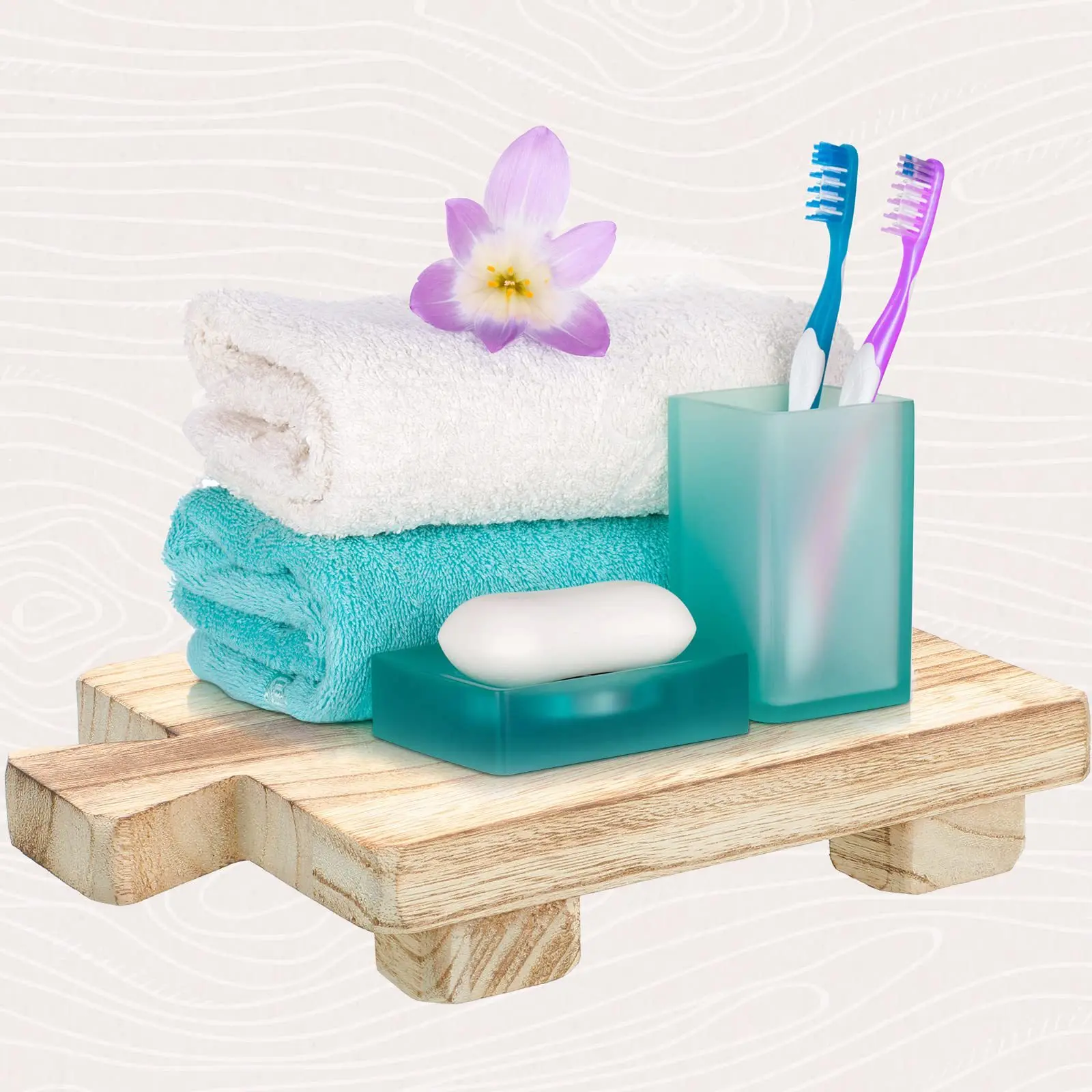 

Natural Wooden Tray Rectangle Base Storage Rack Bathroom Sink Holder Home Kitchen Display Tray Hygienic Soap Plate
