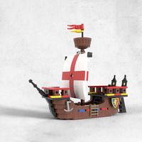 244PCS MOC Lion Knight Medieval Ship boat Model Building Blocks Creative Ship Construction Bricks DIY Toys Gifts for Children