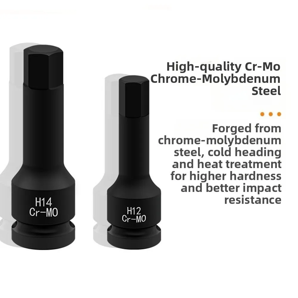 10PCS 1/2 Inch Drive Impact Wrench Socket Cr-Mo Steel H5-H19 Drive Hex Ratchet Socket Driver Metric Size Hexagonal