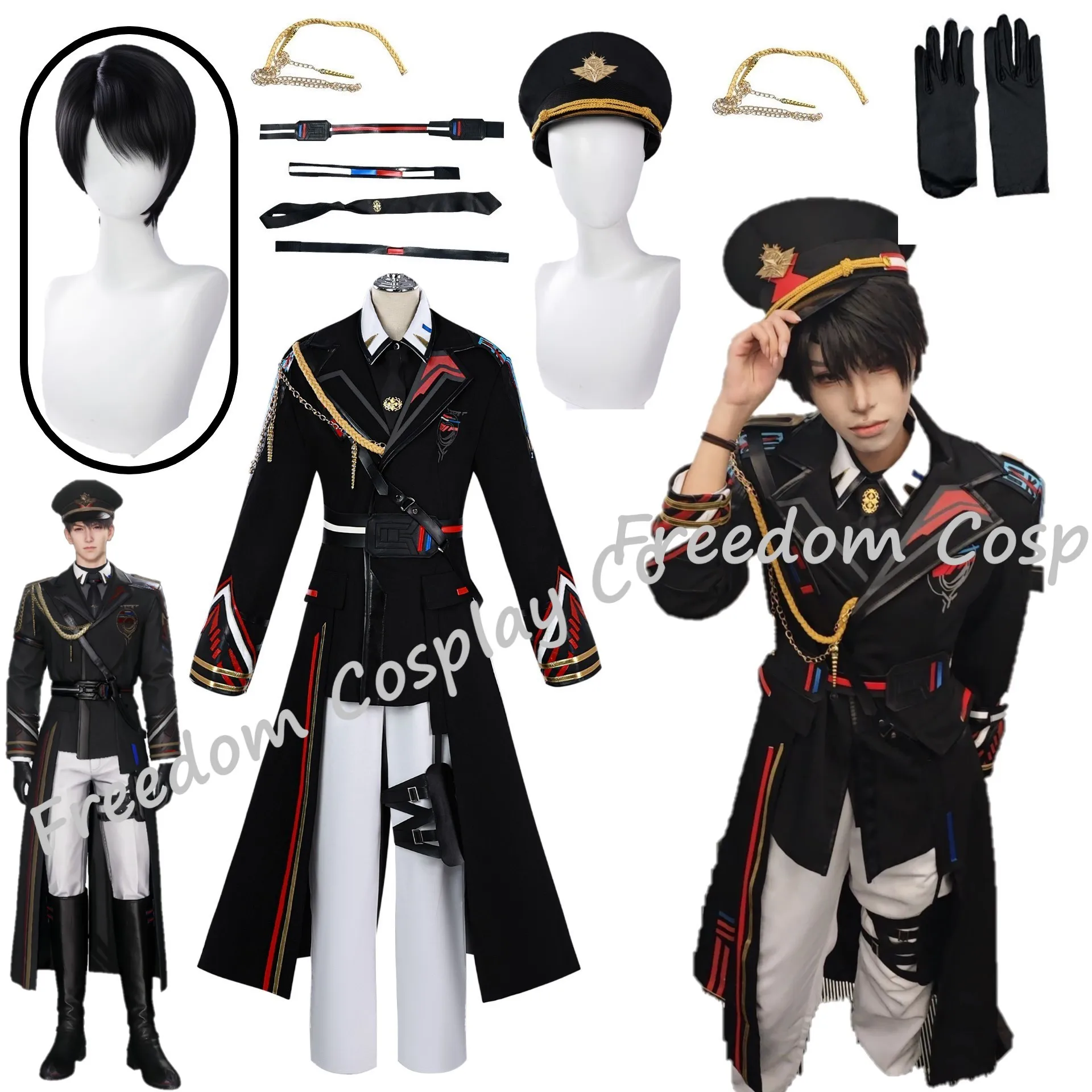 

Caleb Cosplay Costume wig Game Love and Deepspace Heroine Zayne Xavier Rafayel Caleb Cosplay Full Set With Hat Halloween Suits