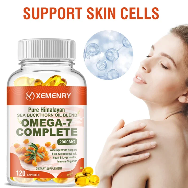 Xemenry Sea Buckthorn Oil Blend, Complete Omega-7, Supports Skin,Immune, Cardiovascular, Digestive and Liver Health 120 Softgels