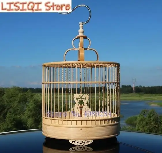 

2023 Retro manual Bamboo parrot birdcage Ostrich cage Disassembly Self assembly Pet supplies house outdoor hanging decoration