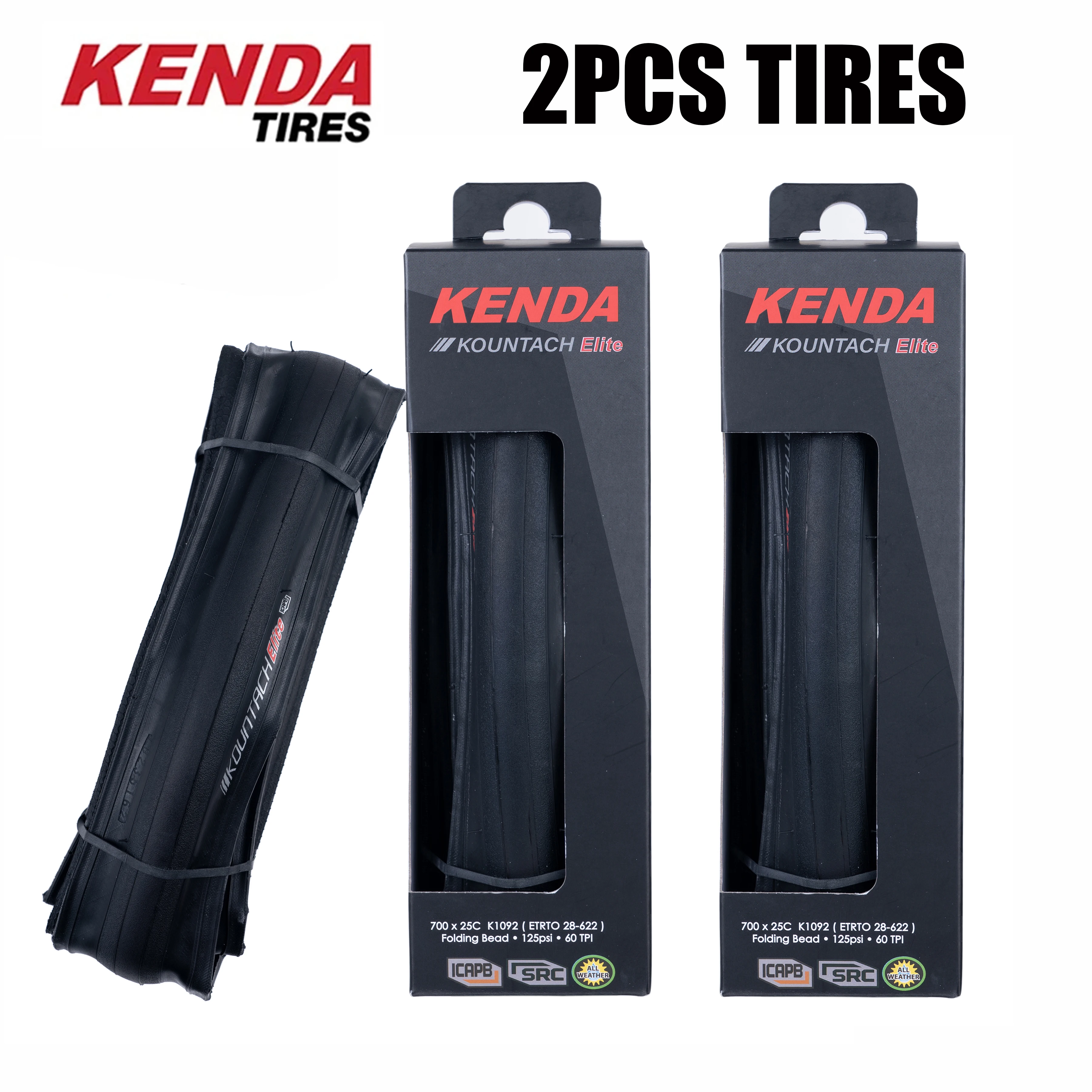 

2PCS Kenda K1092 Bicycle Tire 700x25C KOUNTACH ELITE Folding Bead Road Bike Tyre IRON CAP BELT Anti-puncture Layer Protection