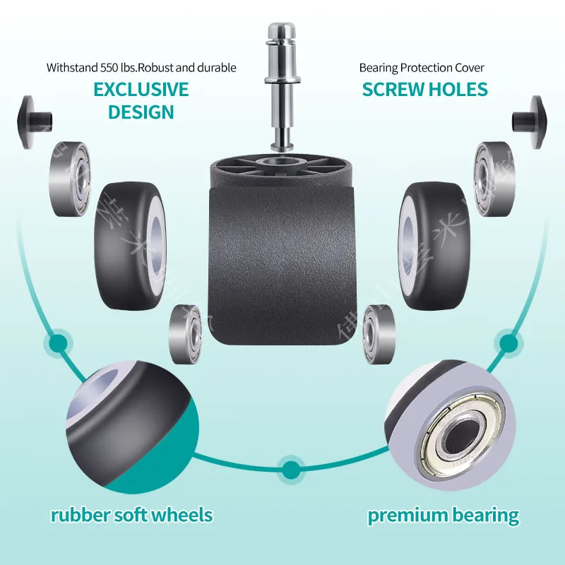 Imagem -06 - Mudo Rodízio Duplo Móveis Circlip Polia Cadeira de Escritório Universal Wheel Source Factory em 10 mm 11 mm Pcs