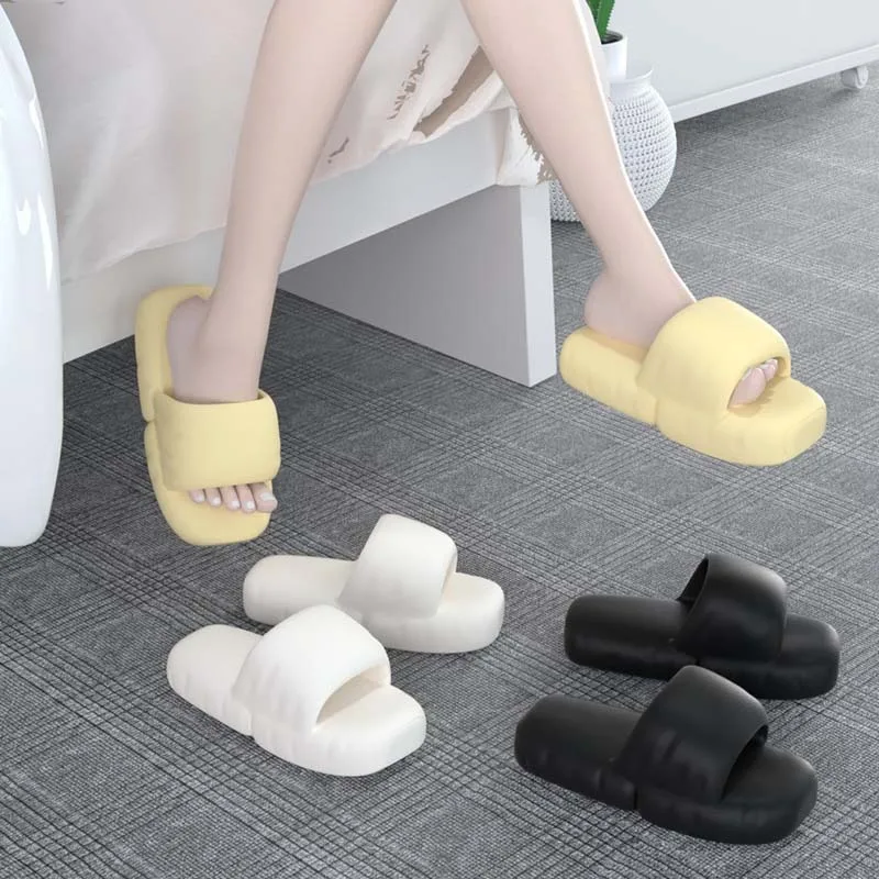 

New soft EVA slippers summer couple indoor home slippers outdoor beach bathing non-slip comfortable platform shoes