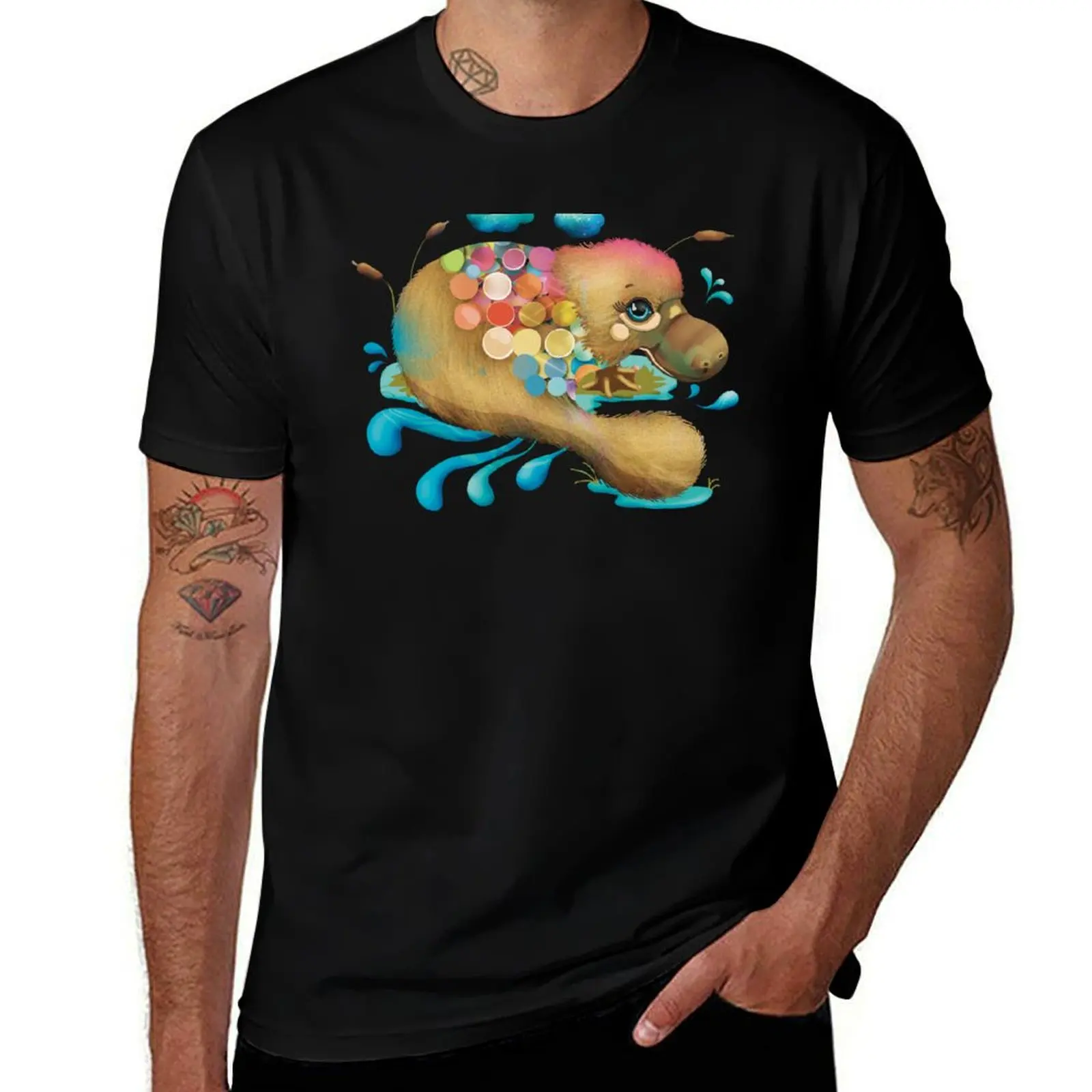 Spangled Platypus T-Shirt Basic Regular Fit Casual T-Shirt
