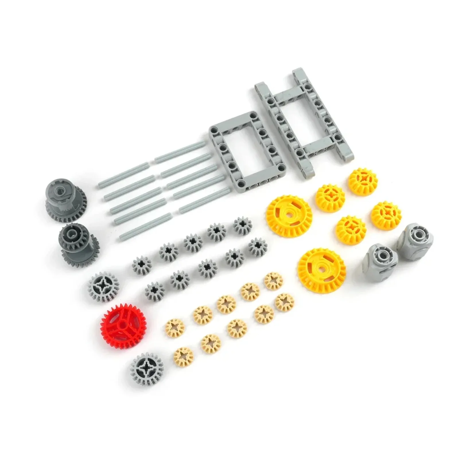 MOC-Bausteine, Differentialgetriebesatz – technische Teile mit Zahnrädern und Achsen
