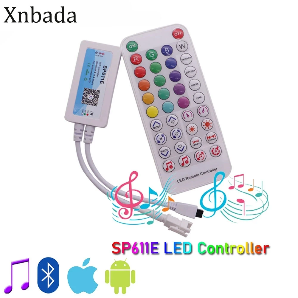 LED Controller SP611E Bluetooth Music App Ifor WS2811WS2812 Addressable LED Light Strip IR38 KeysDC5V-24V