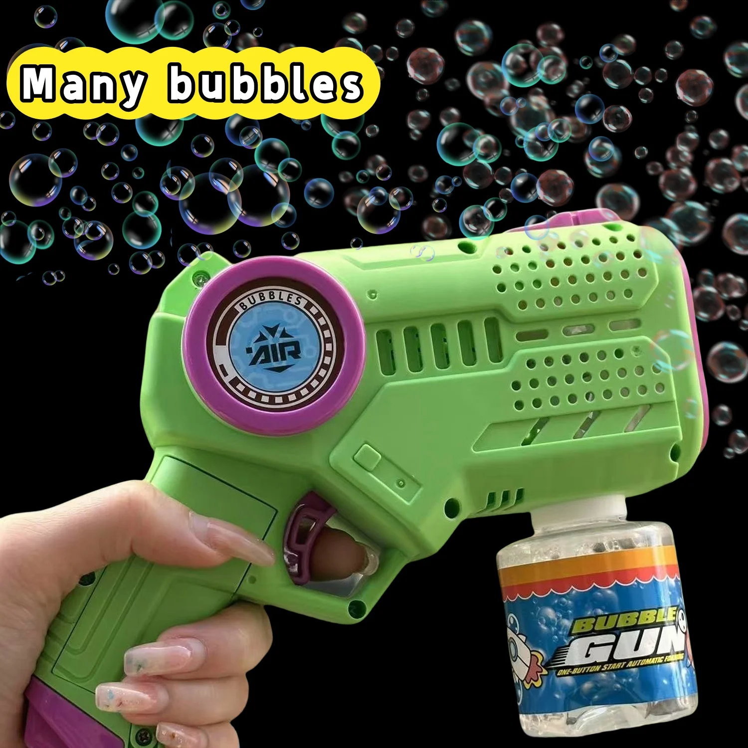 Bubble Gun Toy, Handheld Electric Outdoor Luminous Bubble Blower，with Bubble Liquid, Outdoor Summer Sports, Wedding Party