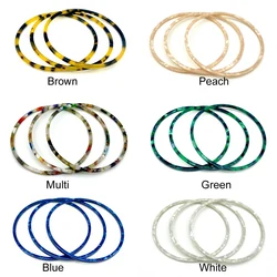 3PCS Tortoiseshell Bracelet Thin and Skinny Round Shape Acetate Plastic Material Tortoise Bangle For Women Girls 6 Colors