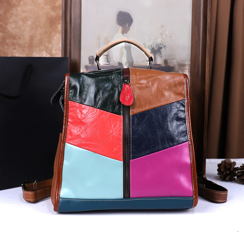 

Soft leather backpack, women's fashion, large-capacity jurchen leather bag, lightweight cowhide backpack