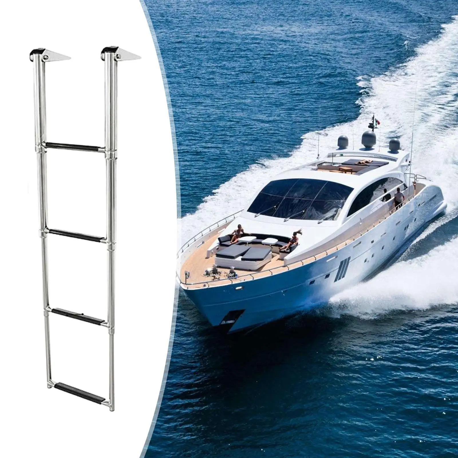 

Pontoon Boat Ladder Anti Slip 4 Step Boat Ladder for Speedboats Ships Yacht