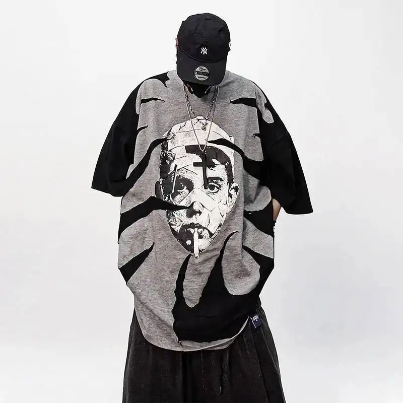 LUZHEN Streetwear 2026 Personalized Summer Hip-hop Handsome Style Trendy Half Sleeve T-shirts Men's Stylish Casual Tops JY8161