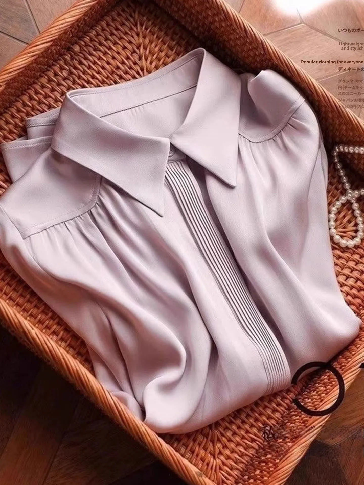 

Женская шелковая блузка Ele Long Sve из ацетатного сатина, корейская версия, прямой крой, с пуговицами, летняя мода