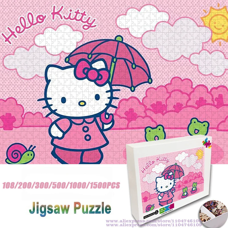 

Sanrio Hello Kitty Puzzle Jigsaw Cartoon Anime Puzzles 108/200/300/500/1000/1500Pcs Intelligence Puzzles for Kids & Adults