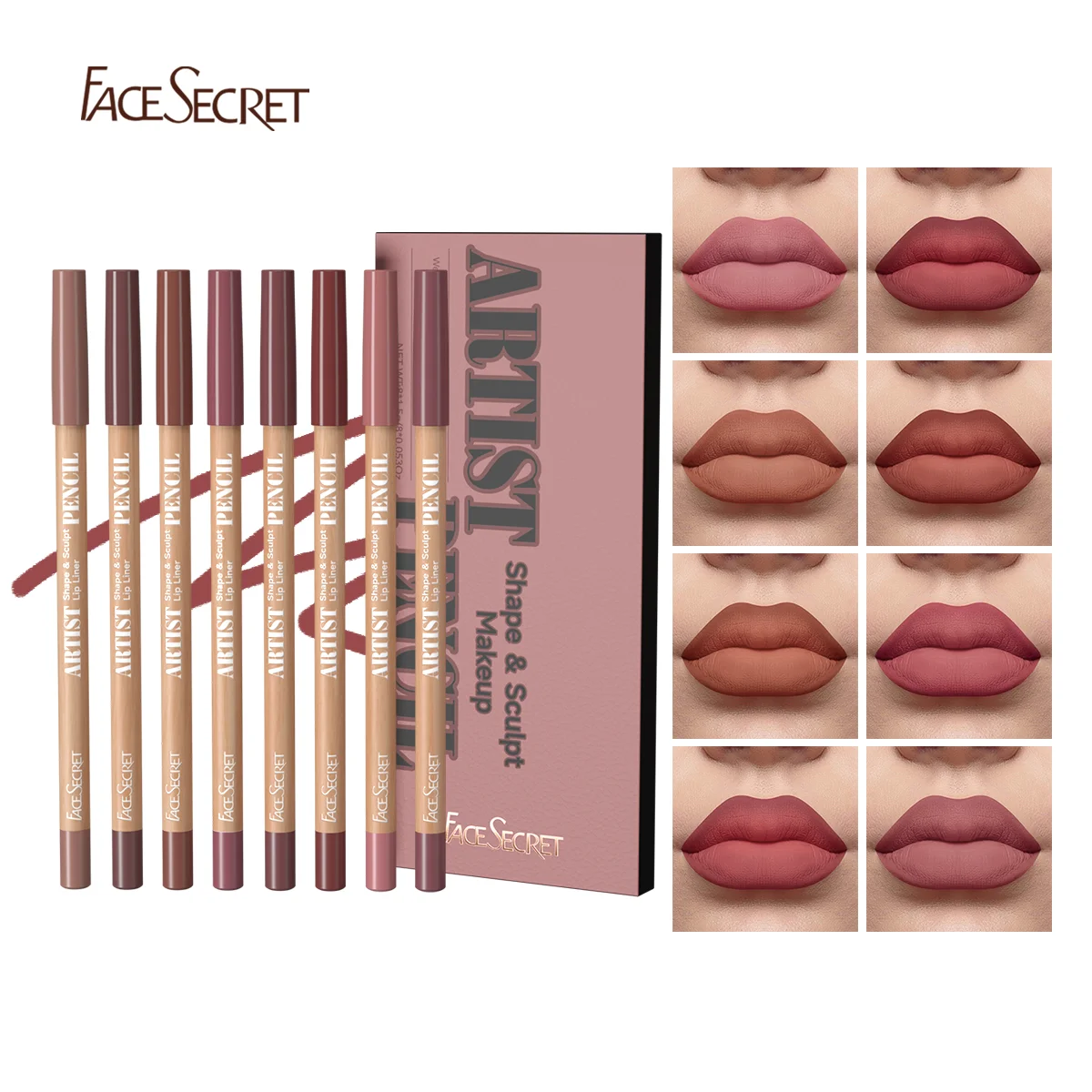 8 unids/set cara SecretLip Liner Set 8 colores impermeable mate duradero Color desnudo lápiz labial lápiz labial marrón delineador de labios lápiz labial