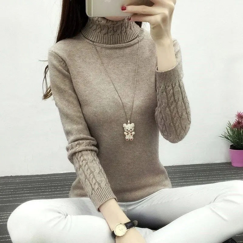 

2025 Women Turtleneck Sweater Knitted Soft Pullovers Cashmere Jumpers Basic Solid Soft Sweaters Women Autumn Winter Casual Top