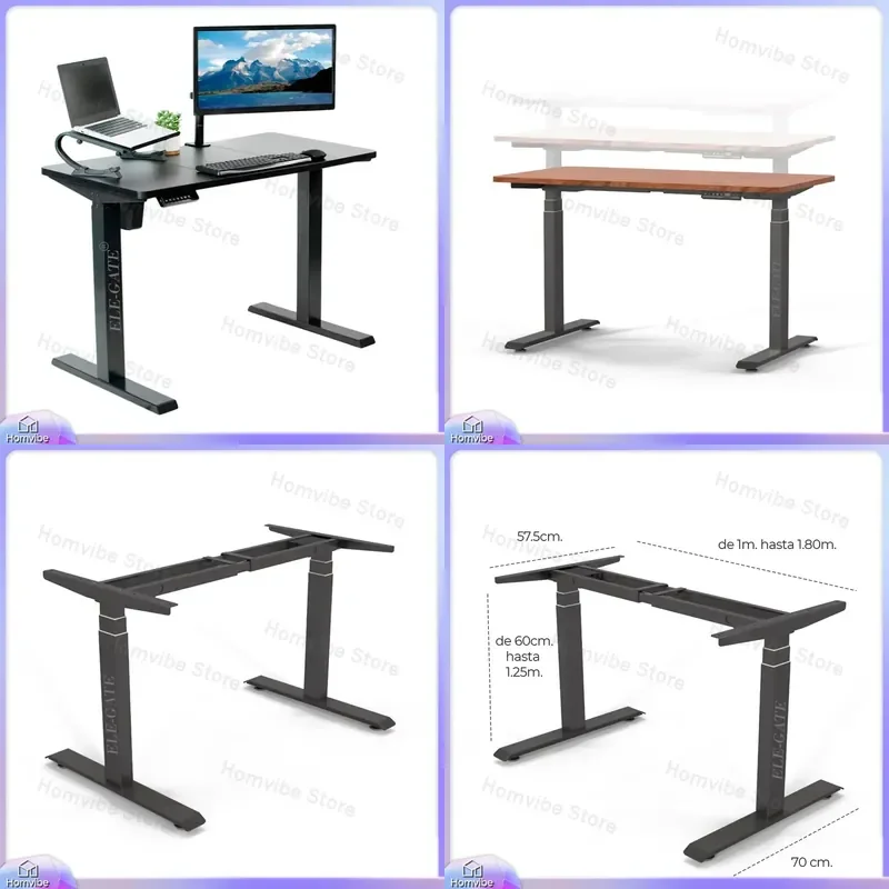 Height Adjustable Standing Desk 80kg Load Metal Frame Sit Stand Workstation Ergonomic Office Table 100-240V