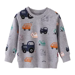 Jumping Meters 2-7T New Arrival Cars Print Boys Girls Sweatshirts Autumn Spring Kids Clothes Hot Selling Shirts Tops Baby