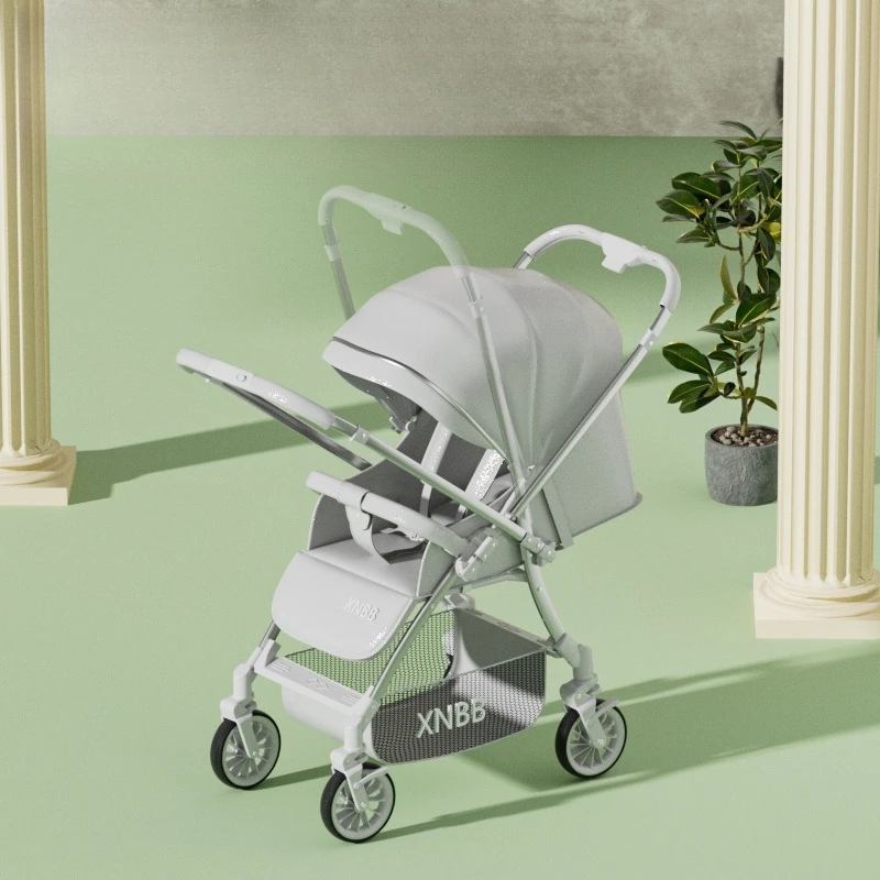 

4-Wheel Swivel Umbrella Stroller, Reclining & Foldable with Shock Absorption for 0-3 Years