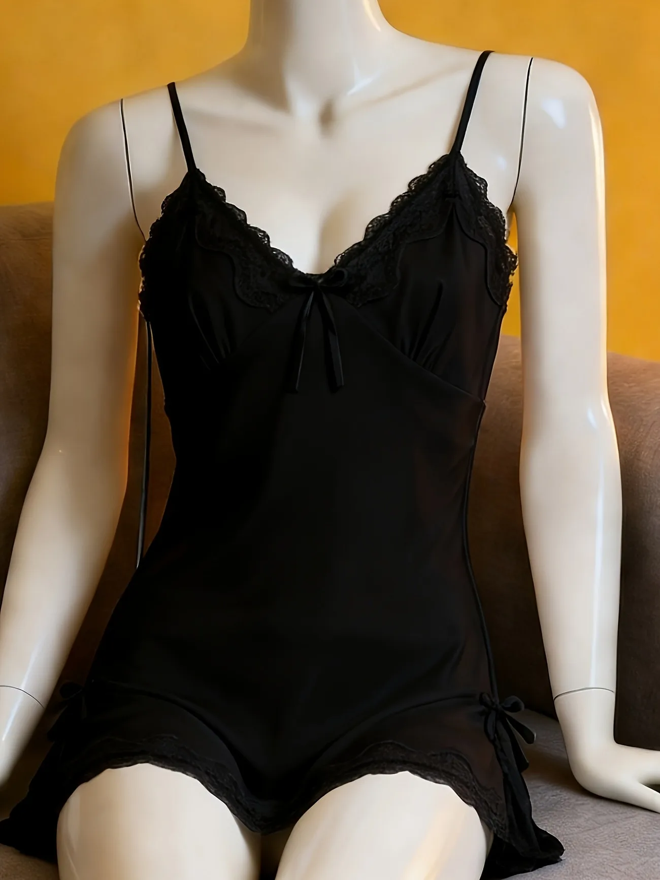Women Satin Nightdress Lace Trim Slip Dress Sexy Spaghetti Strap Sleepwear Silky Smooth Nightgown Elegant Lingerie Home Wear image 4