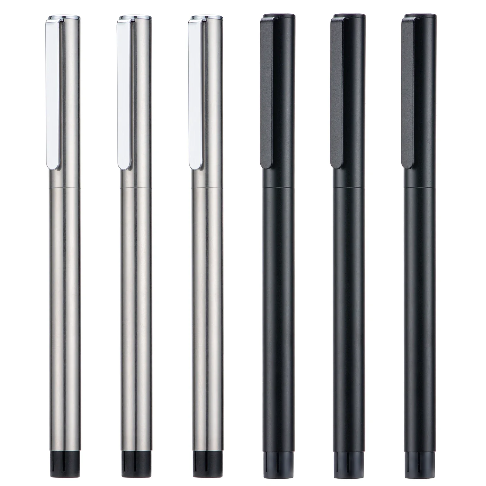 3 PCS Jinhao 65 Fountain Pen Ultra Fine & Extra Fine & Fine Nib with Converter, Matte Black, Silver Steel Writing Pen Set