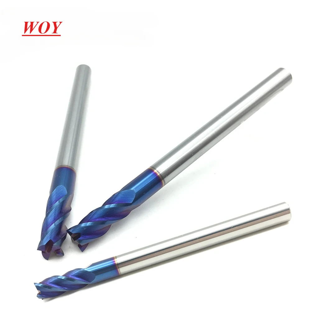 

WOY HRC65 Caibide end mill 4flutes 6.0*75L Alloy Coating Tungsten Steel Endmills high hardness cutting tool cnc milling cutter