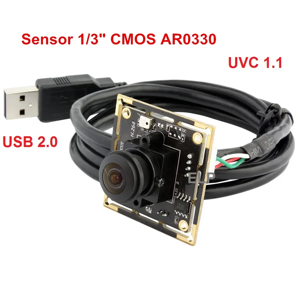 กล้องเว็บแคม NEW ELP Full HD ความละเอียด 2.0 ล้านพิกเซล 1080P 30fps ระบบบีบอัด H.264 เซ็นเซอร์ CMOS รุ่น AR0330 พร้อมไมโครโฟนในตัว รองรับ UVC OTG แบบ Mini USB สำหรับงานอุตสาหกรรม