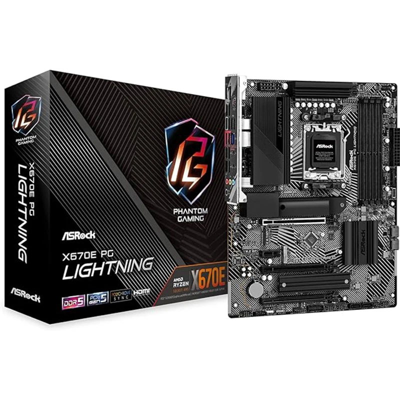 ASRock X670E PG LIGHTNING Motherboard DDR5 supports AMD 9700X/7800X3D CPU