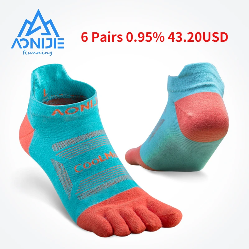 AONIJIE-Athletic Five Toe Socks for Running, Marathon Race Trail, Ultra Run, Low Cut, 6Pairs, E4801, E4802, 2022