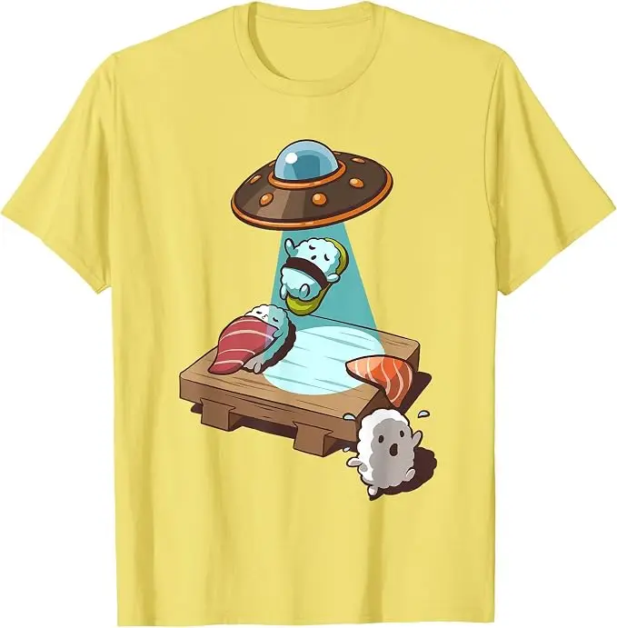Sushi UFO Alien Abduction T-Shirt Y2k Japanischer Feinschmecker Ästhetische Kleidung Humor Einzigartiges Neuheitsgeschenk Niedliche Cartoon-T-Shirts – Detail 20