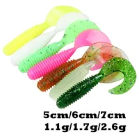 10PCS/bag 7cm Eight Color Curly Tailed Maggot Plus Fishy Road Sub Soft Bait Soft Worm Single Tailed Mandarin Fish Bass Bait