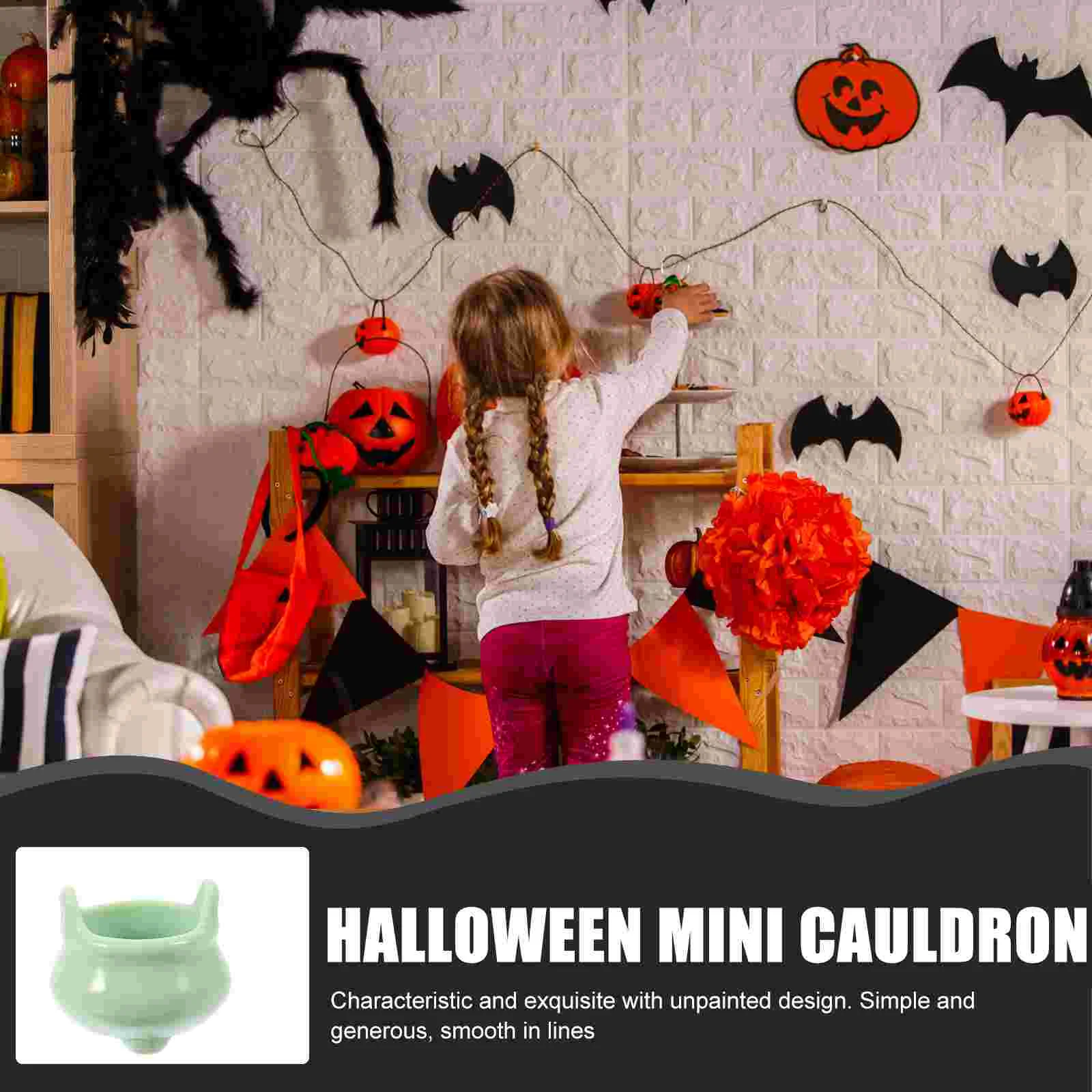 ハロウィーンのミニチュア大判、籐のバスケットケトル、インフレータブル、プラスチック製の鍋、バルクの装飾品のおもちゃ、10個