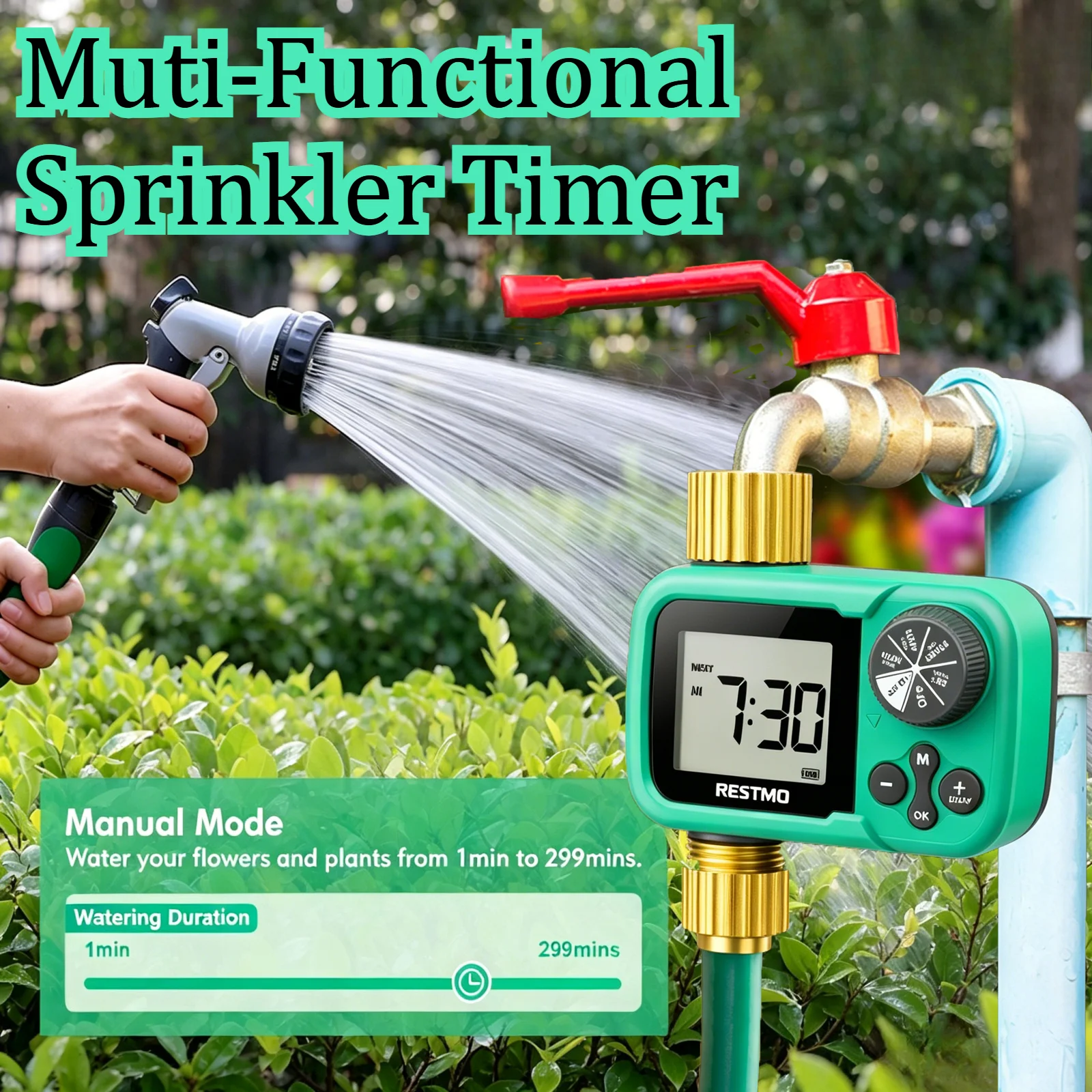 

2PK Ball Valve Water Timer Low Water Pressure Watering Sprinkler Timer for Garden Hose, Outdoor Faucet, Lawn Watering System