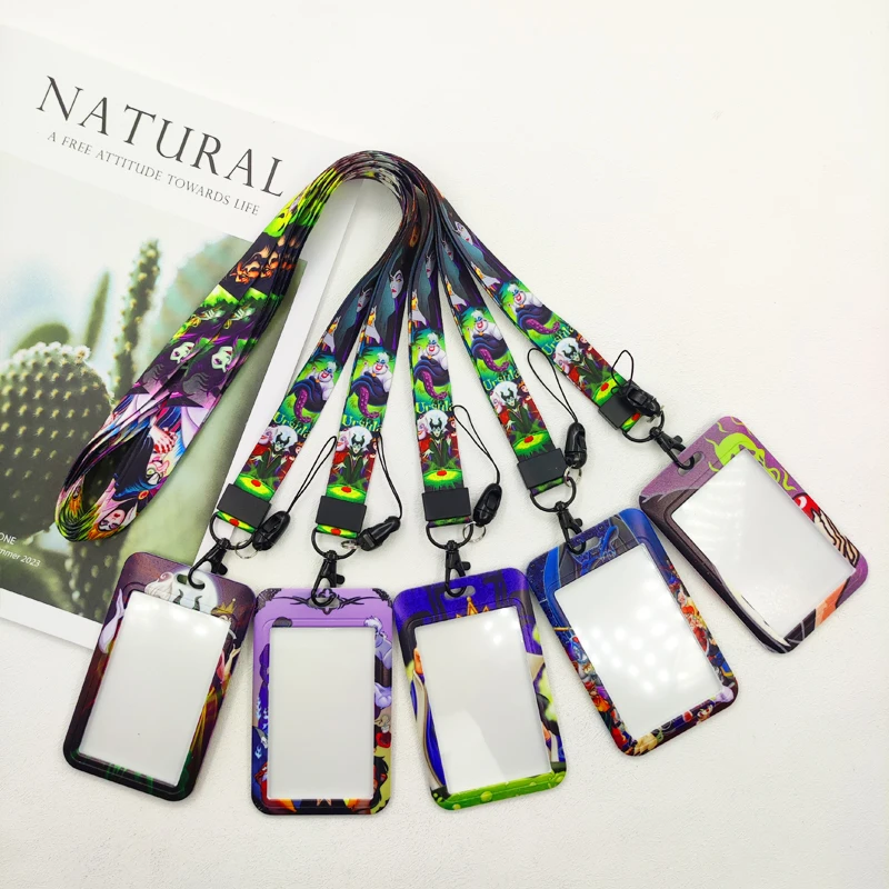 Disney Villains Card Holder Evil Queen Neck Strap Lanyards Keychain ID Bus Credit Card Pass Hang Rope Lariat Keyrings Lanyard