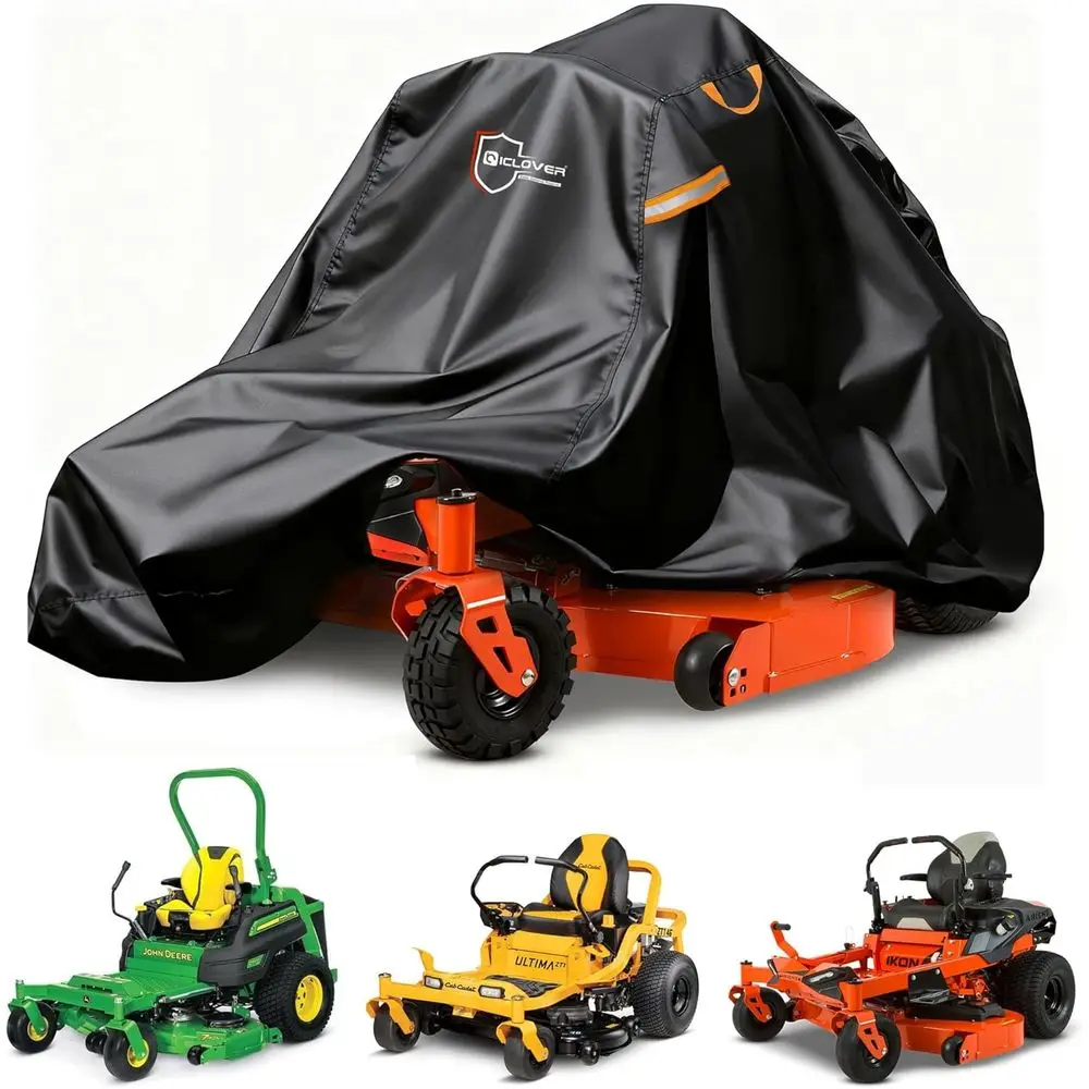 

Чехол для газонокосилки с нулевым поворотом, универсальный чехол для газонокосилки с нулевым поворотом до 60 дюймов, водонепроницаемый чехол для газонокосилки 600D для хранения на открытом воздухе, Zero-Turn Tra