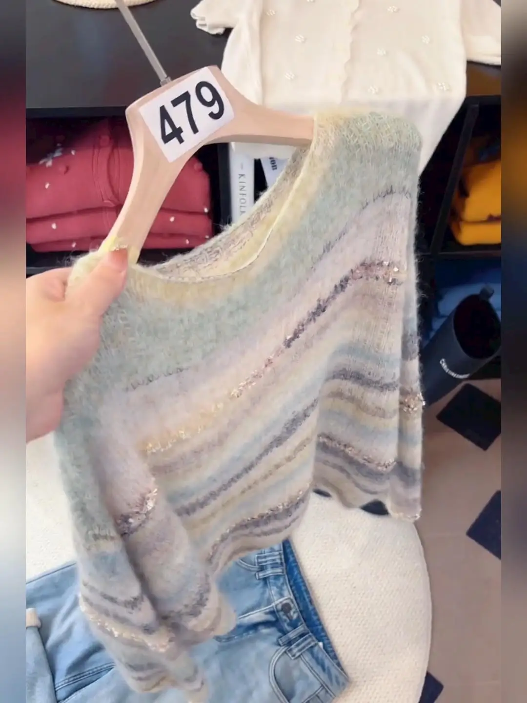 Soft Long Sve Women's Knitted Sweater Spring Autumn New Loose Lazy Sle Rainbow adient Comfortable Warm Faionable