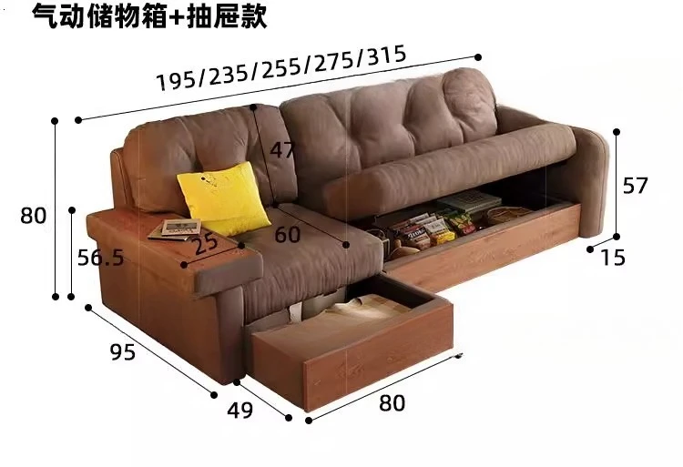 Sofa materiałowa w stylu retro do małego mieszkania, dwufunkcyjna, z miejscem do przechowywania, odporna na zadrapania kotów, prosta, nowość 2025.