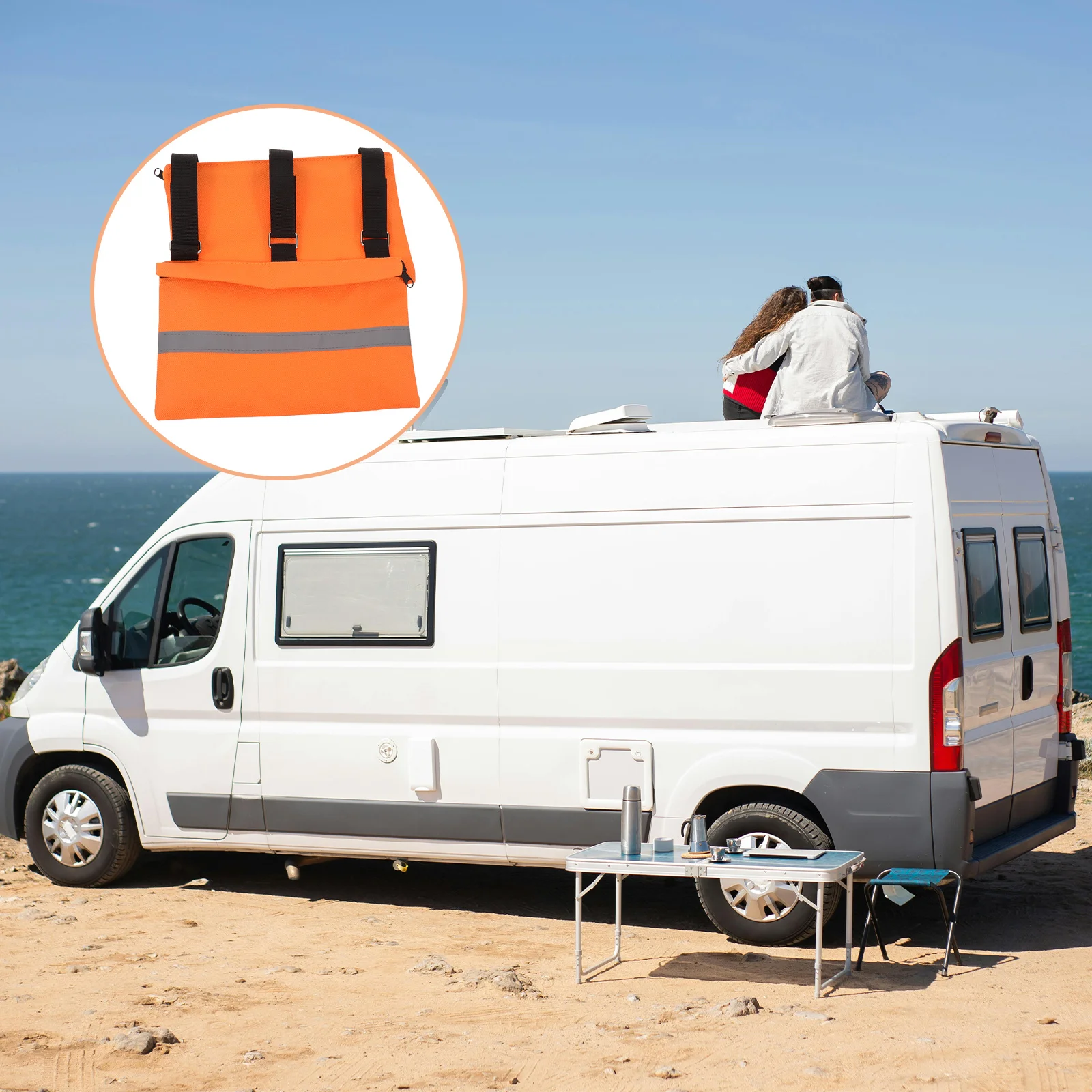 

Sewer Weight Bag for Rv Camping - Weather Resistant Sewer Hose Support with Reflective Tape - Secure Trailer Septic Hose Holder