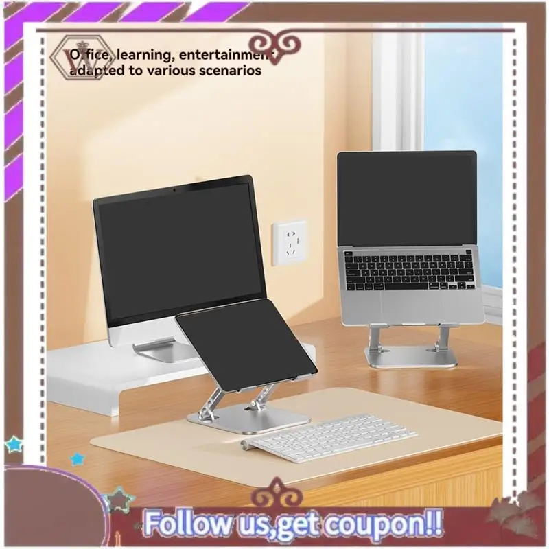 حامل من سبائك الألومنيوم قابل للتعديل من ABBG للأجهزة اللوحية وأجهزة الكمبيوتر المحمولة حتى 17 بوصة، دعم تبريد محمول قابل للطي