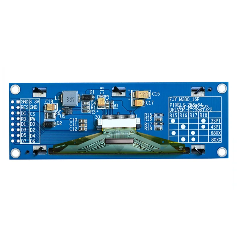 2.8 inch OLED Display HD Industrial Screen 256*64 Resolution With Grayscale SPI/Parallel Port SSD1322 Driver 16Pin