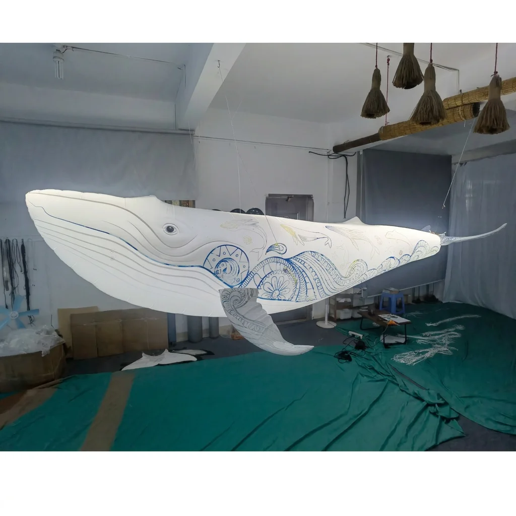 Indoor RC Flying Bionic Inflatable Electric Air Pump Whale Model Remote Control Drone for Holiday Celebration Mall Event