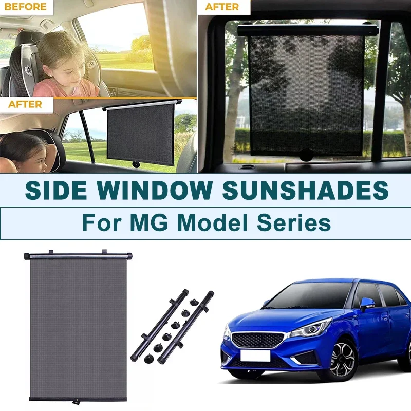 

2Pcs UV Protection Retractable Car Side Window Sun Shade Roller Blinds For MG 3 4 5 6 7 ZS HS ONE ES5 Cyberster GT GS RX5 RX8