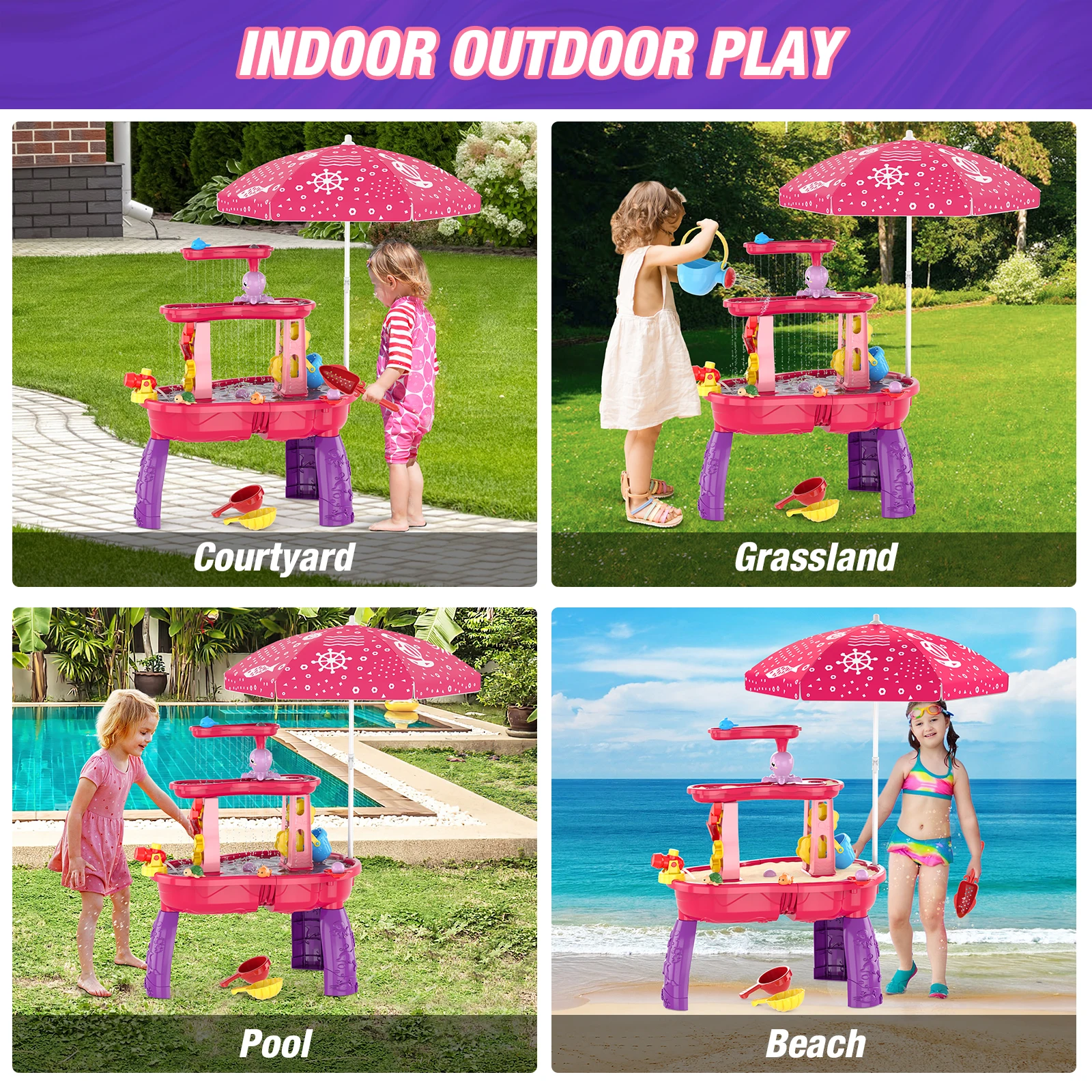 Children's Beach Toys Outdoor Garden Bunker Set Summer Beach Children Parent-child Interactive Toy Splash Sand Table Water Toys