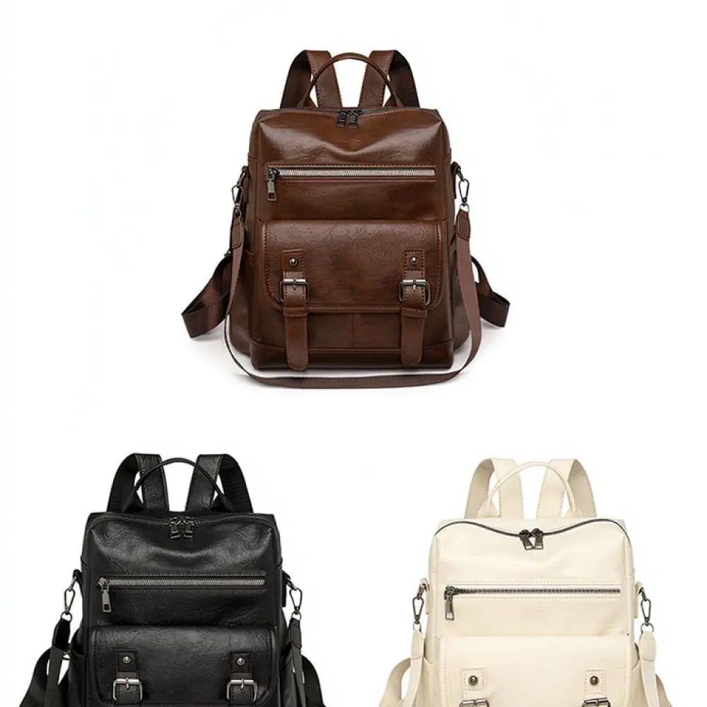 Korean Style Womens Backpack Soft Leather Vintage School Bag Fashion Tassel Waterproof Casual Travel Rucksack Ladies Handbag